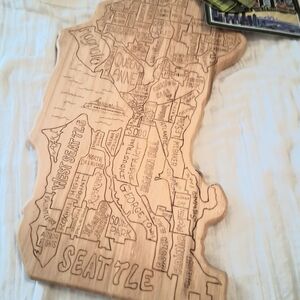 Seattle Engraved Wooden Map